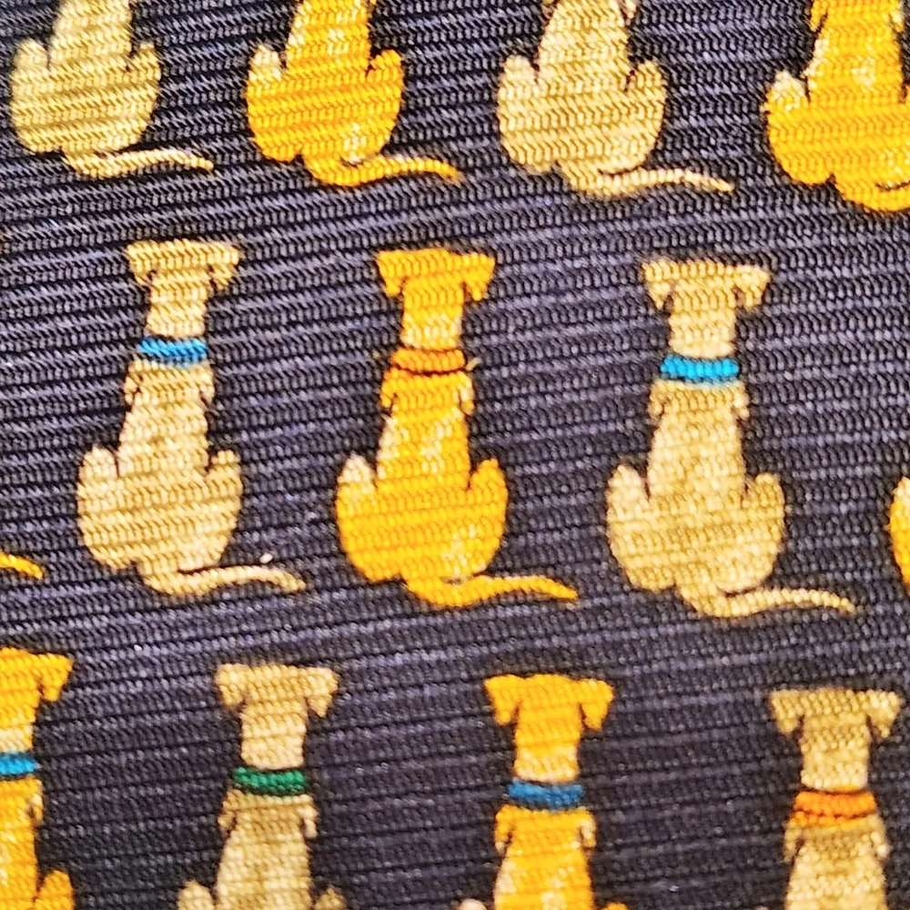 Dog Korean Air Navy Blue Dog Pattern Tie. Made In Korea. 100% Silk.